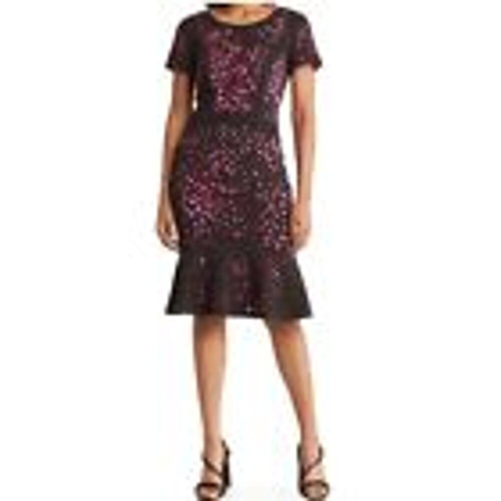 FOCUS by Shani Laser‎ Cut Dress With Flounce Size US 12